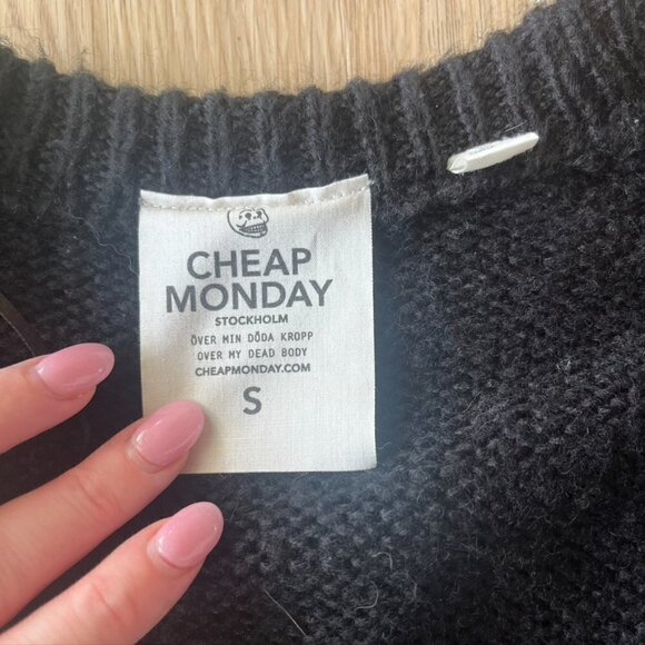 Cheap Monday Hook chunky knit zip Front Cardigan Black small oversized - Picture 8 of 13